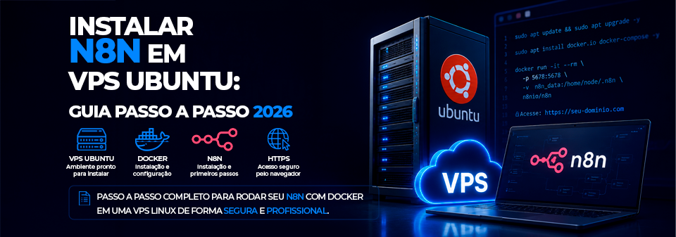 Instalar N8N VPS Ubuntu com Docker, Nginx e HTTPS - diagrama do passo a passo
