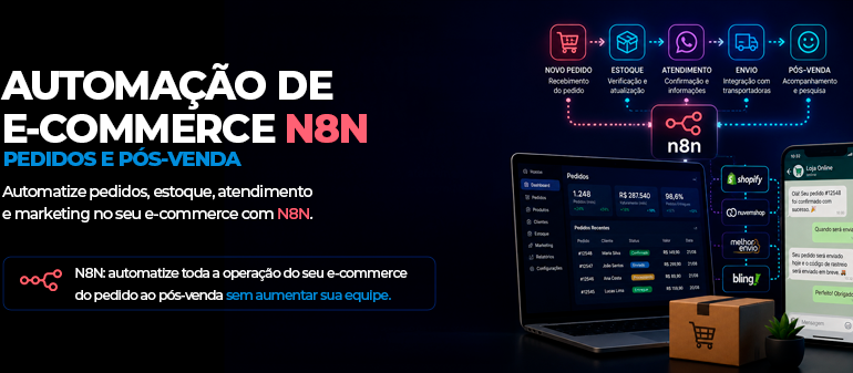 N8N para e-commerce: automação de pedidos e pós-venda